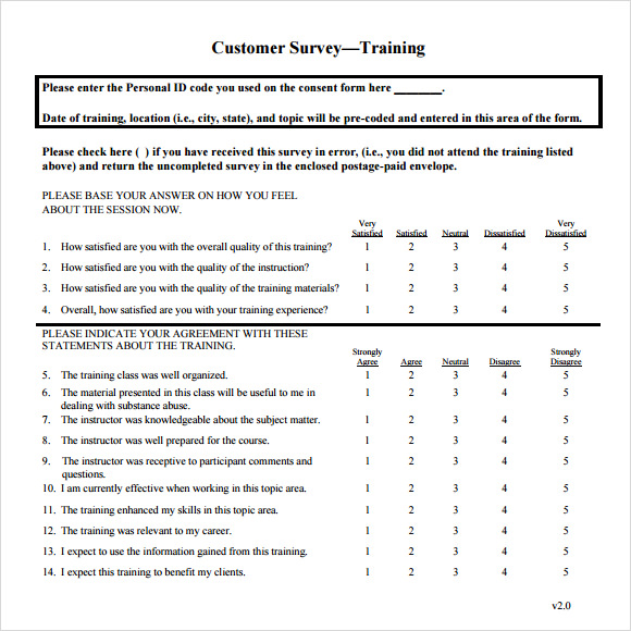 training survey template download