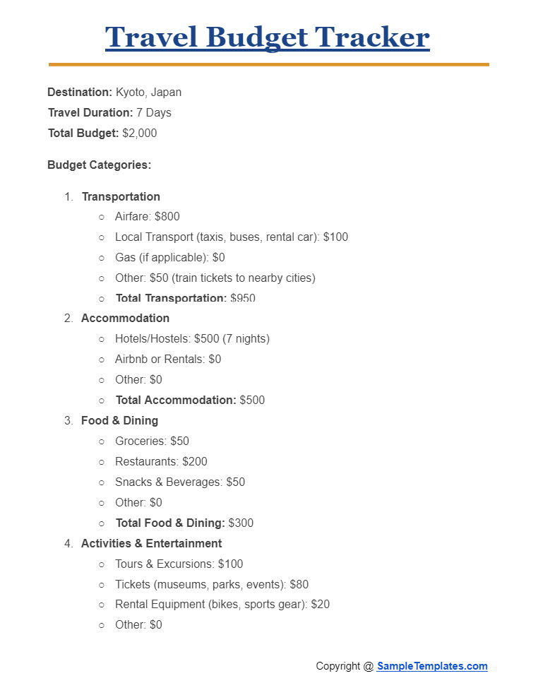 travel budget tracker