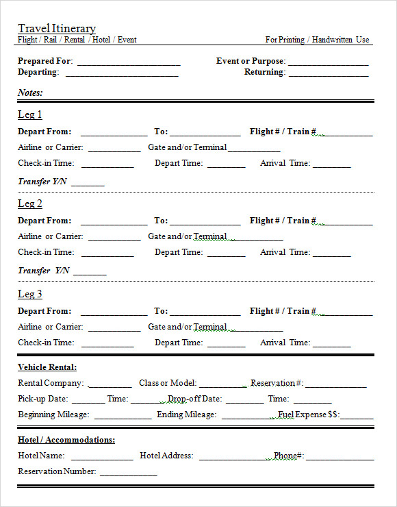 Travel Itinerary Template2