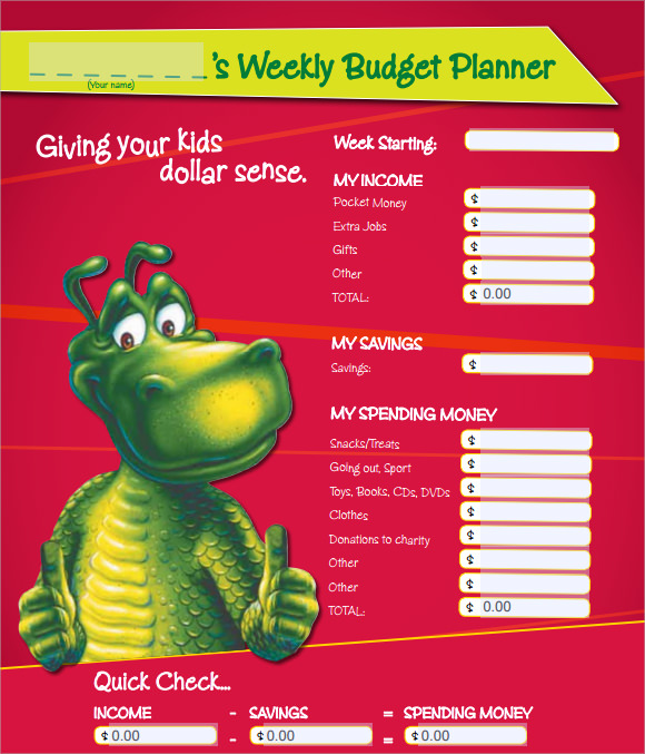 weekly budget planner template
