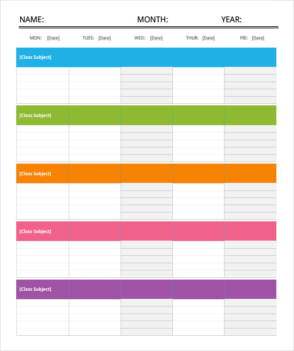weekly itinerary template