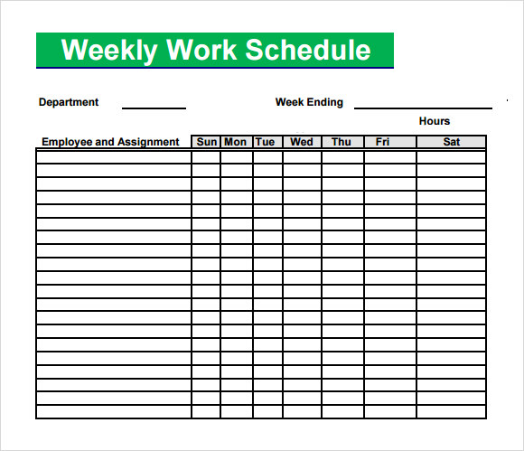 free work schedule template word