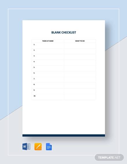 FREE 28+ Blank Checklist Templates in Google Docs | MS ...