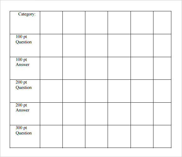 blank jeopardy template pdf