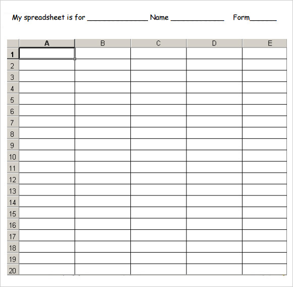 blank printable spreadsheet