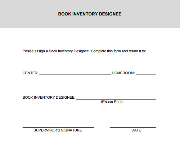 book inventory template pdf