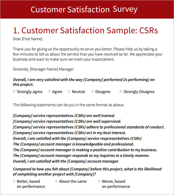 customer satisfaction survey free