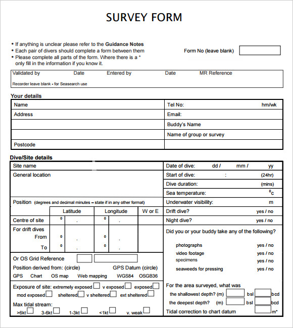 7  Blank Survey Samples Sample Templates