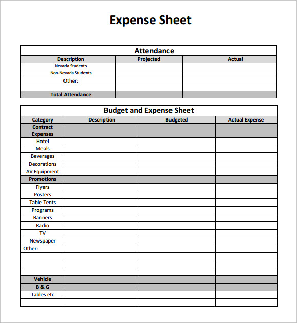 free income expense spreadsheet