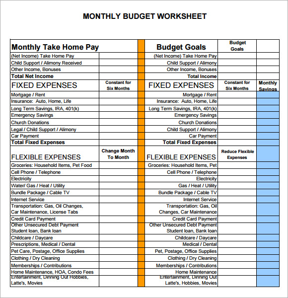 free budget sheet template