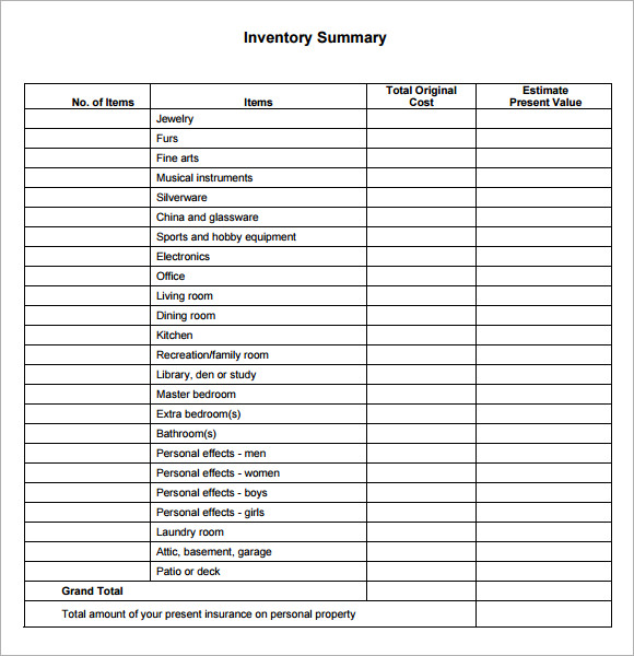 personal inventory meaning