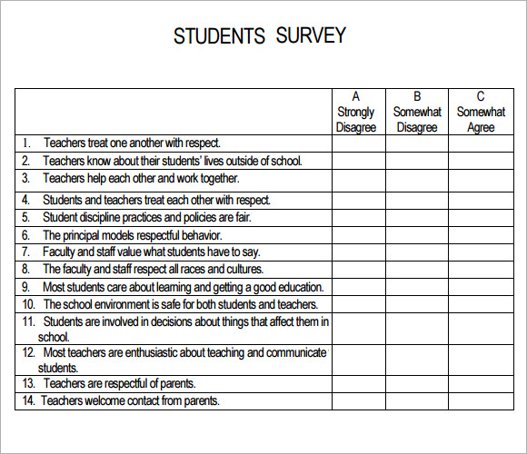 middle school student survey