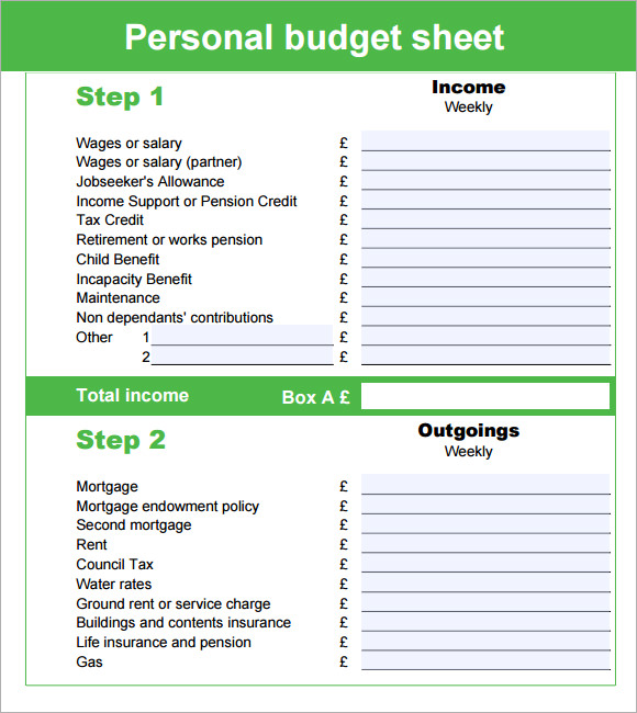 easy personal budget template