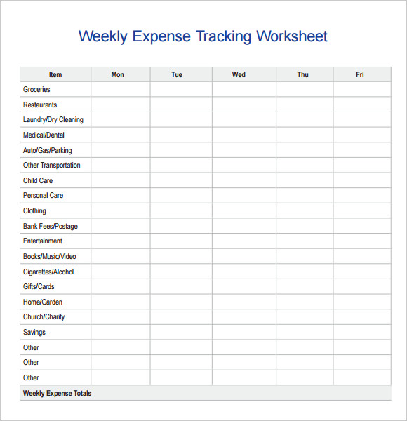 personal expense sheet template