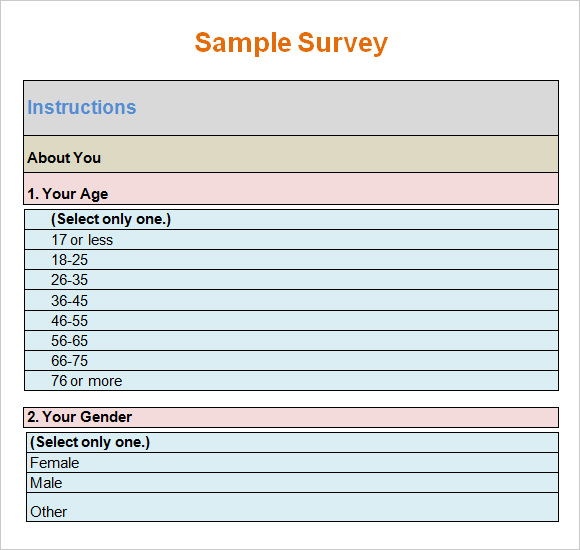 Sample Questionnaire Template Word