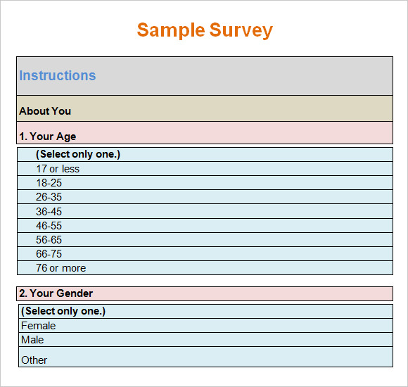 FREE 6 Blank Survey Samples In PDF MS Word