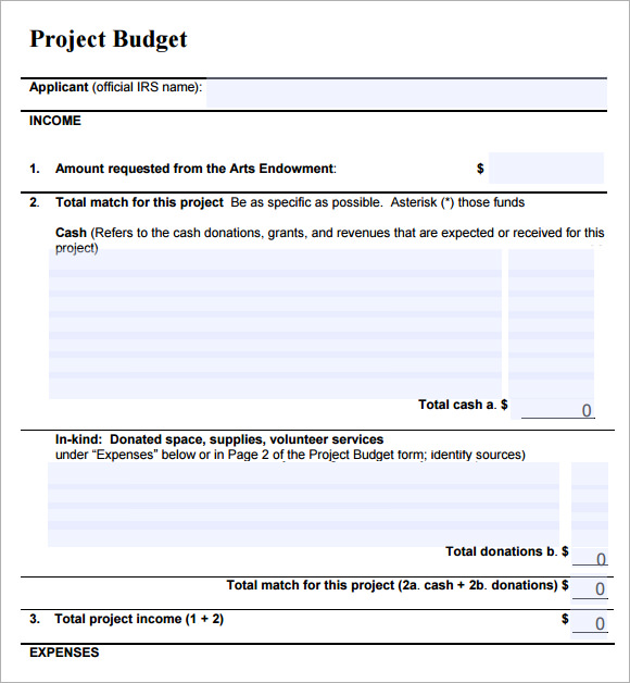 project budget template free