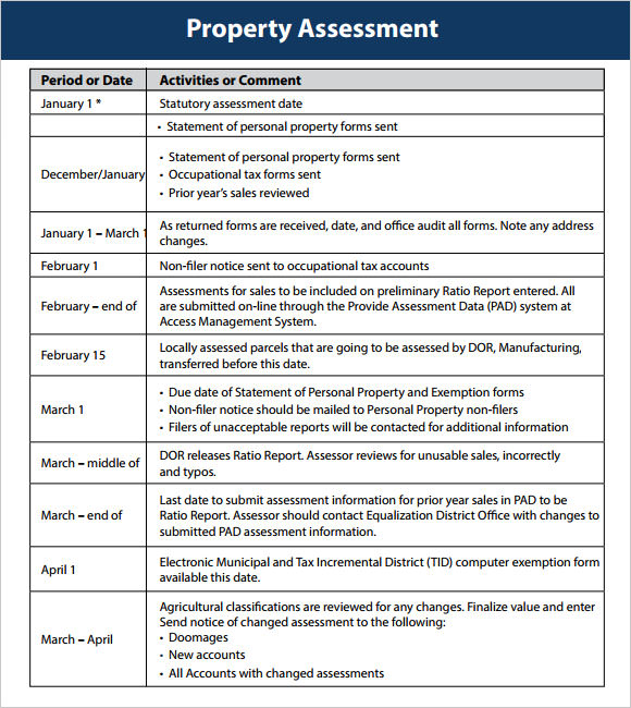 10 Sample Property Assessment Templates To Dowload