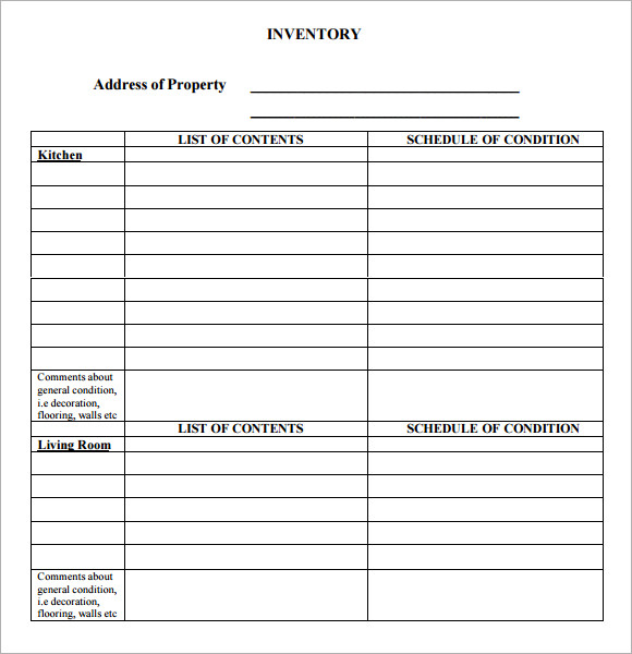 property inventory sheet