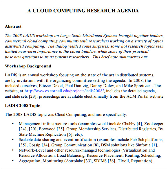 research agenda in cloud technologies
