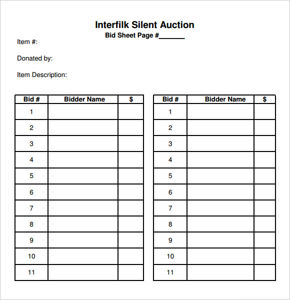 19+ Sample Silent Auction Bid Sheet Templates to Download Sample