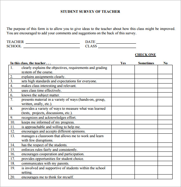 8 Sample Student Survey Templates to Download Sample Templates