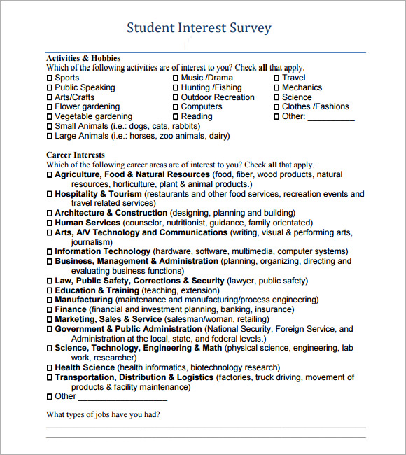 student survey pdf