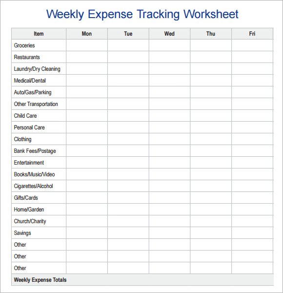 weekly budget worksheet