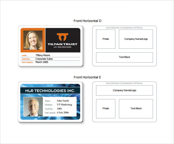 two sided id card template free download word