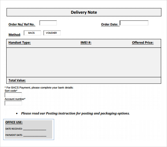delivery note template download