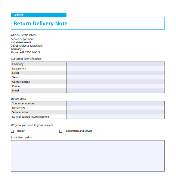 delivery note template to print