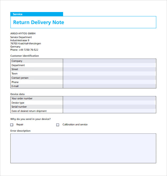 Goods Return Form Template