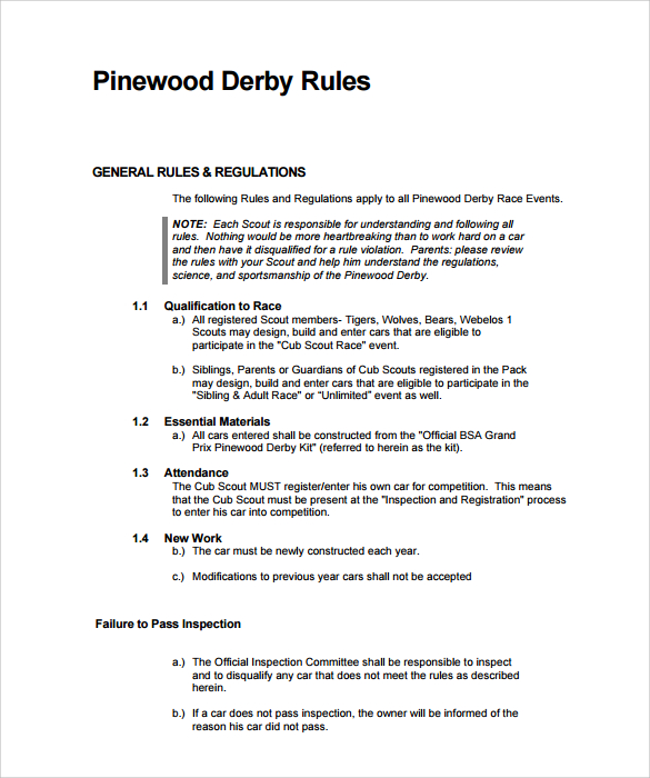 FREE 10 Sample Pinewood Derby Templates In PDF