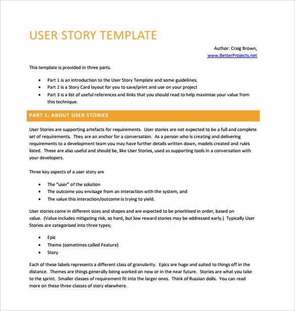 FREE 8+ User Story Templates in PDF Excel