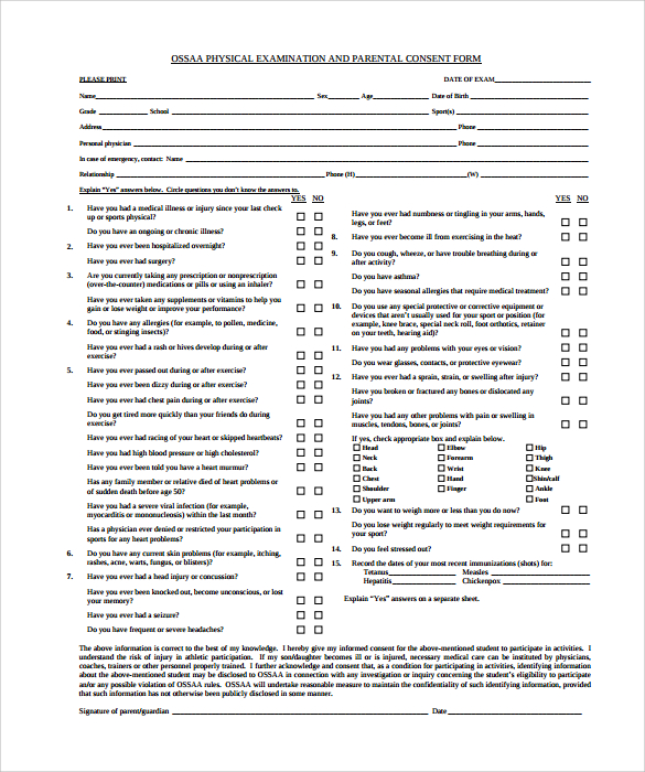 9 Sample Physical Exam Templates to Download for Free Sample Templates