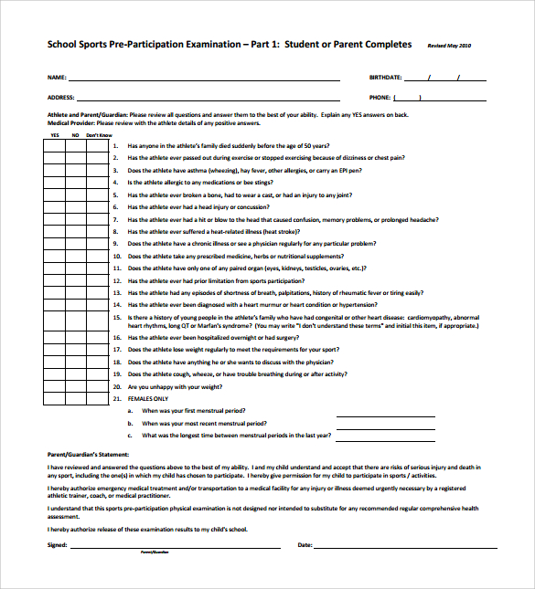 FREE 7+ Sample Physical Exam Templates in PDF | PSD | MS Word