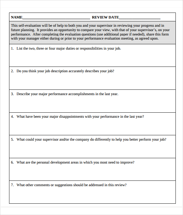 employee performance review template