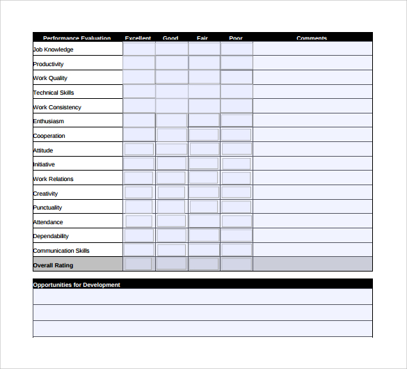 example performance review template