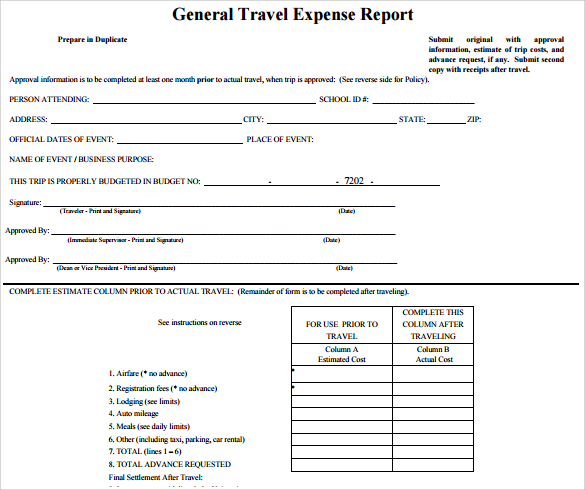 9 Expense Report Templates – Free Samples , Examples 