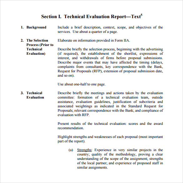 technical evaluation report