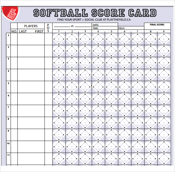 Simple Softball Score Sheets