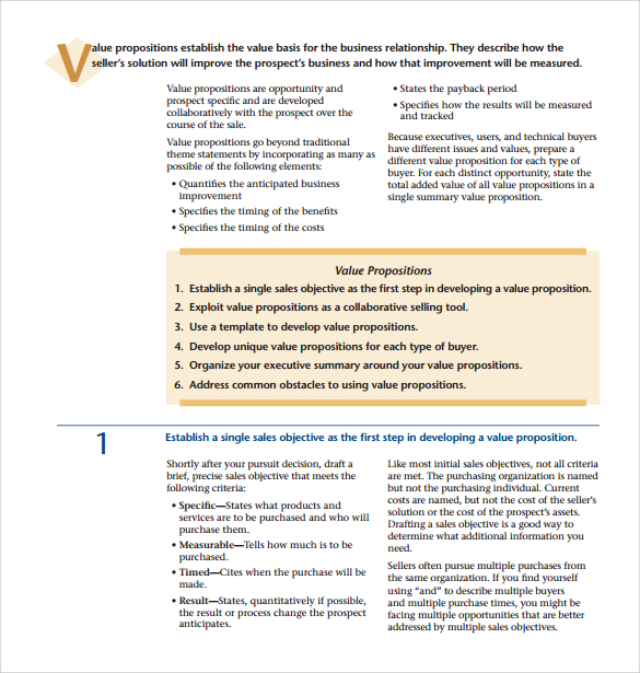 value proposition template to print