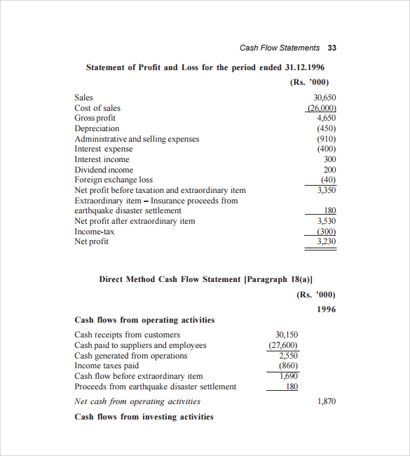 Sample Statement Of Cash Flow 10 Documents In Pdf Word - 