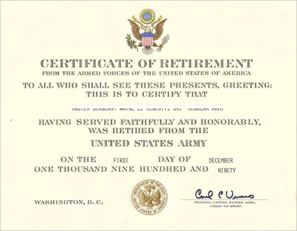 Free 7 Sample Retirement Certificate Templates In Pdf Ms Word Psd