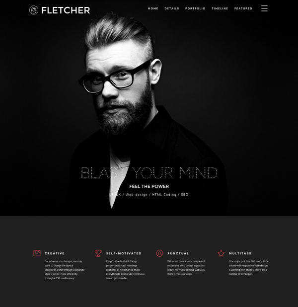 dark schemed one page html timeline website template