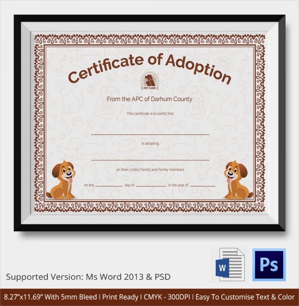 adoption certificate template download