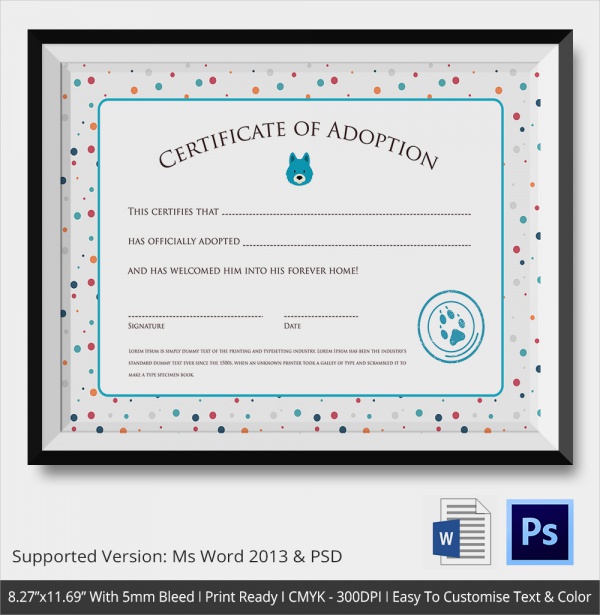 free certificate of adoption