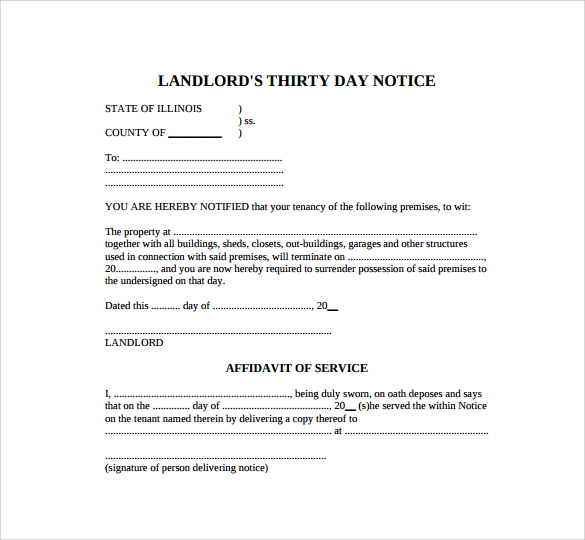 How do you word a 30-day notice to terminate tenancy?