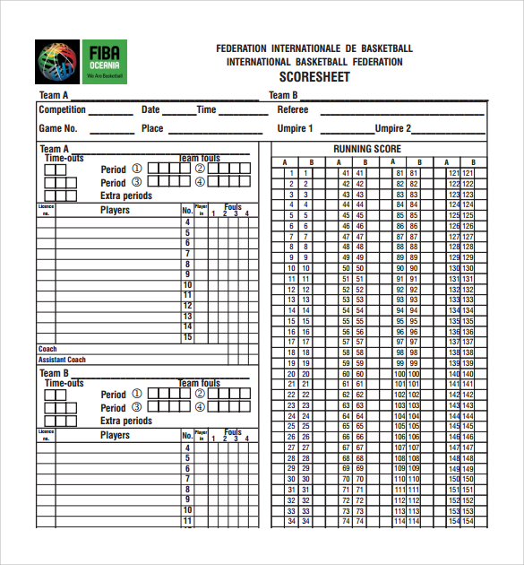 10+ Sample Basketball Score Sheets Sample Templates