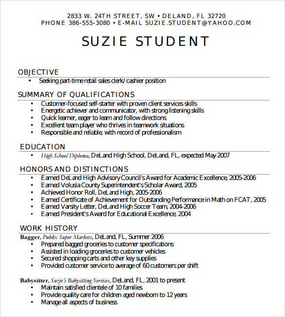 high school resume template word download